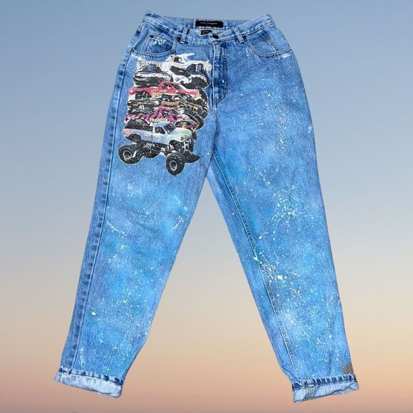 Vintage Gloria Vanderbilt Scooter Gang Monster Truck Jeans 12 27x30 #138 - Picture 3 of 10